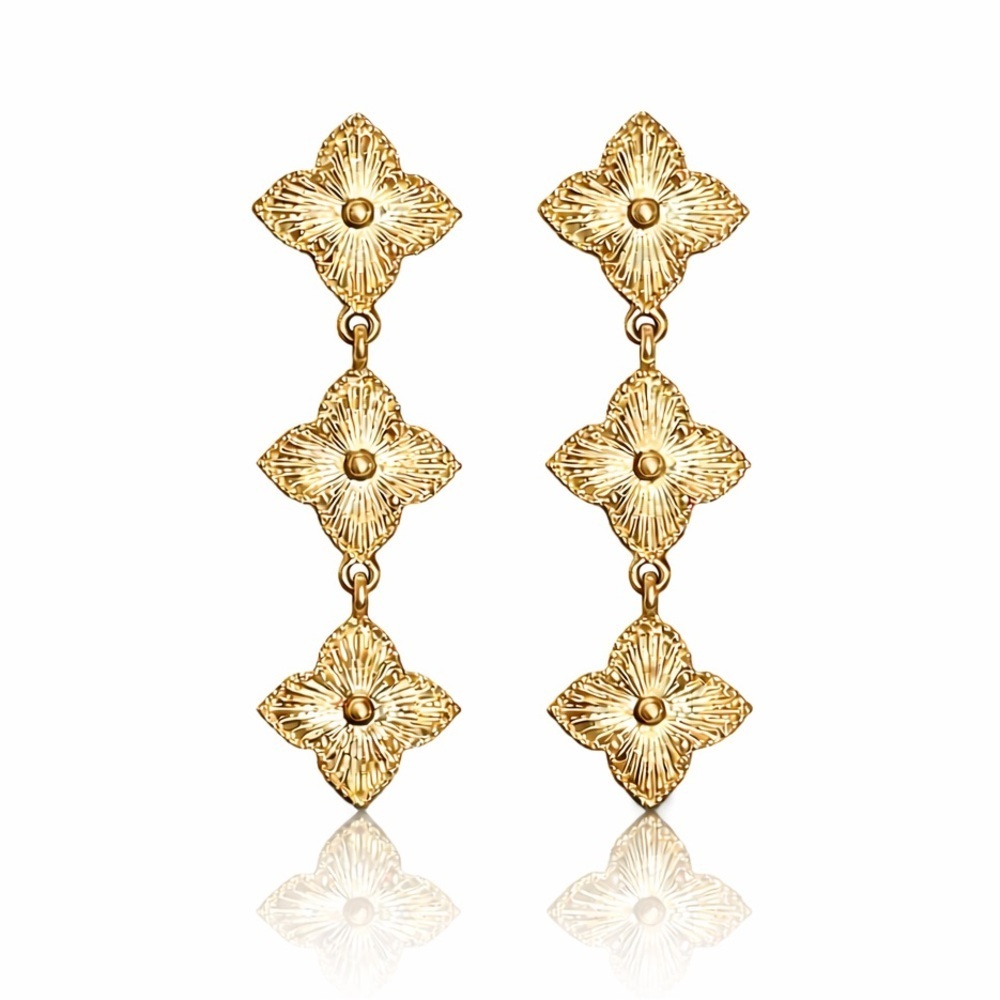 ⚜️ Gold Floral Drop Earrings - Women's Jewelry